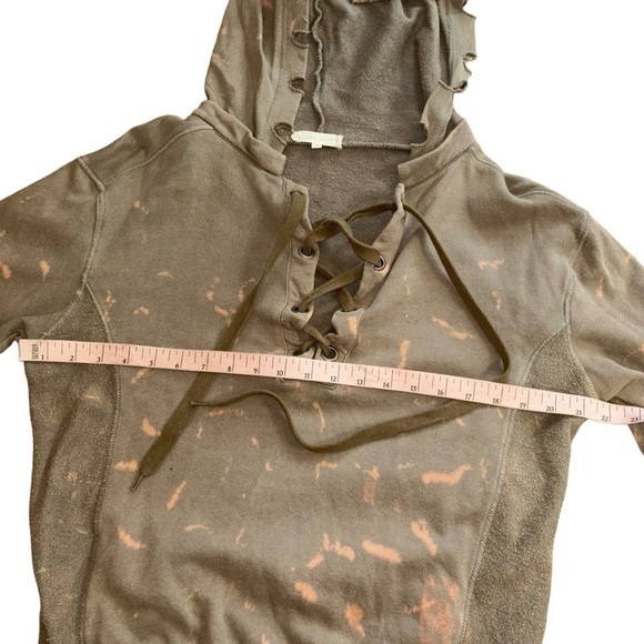 Gilded Intent Army Green Distressed Lace Up Hoodie Women’s Small Grunge Casual - Picture 10 of 12